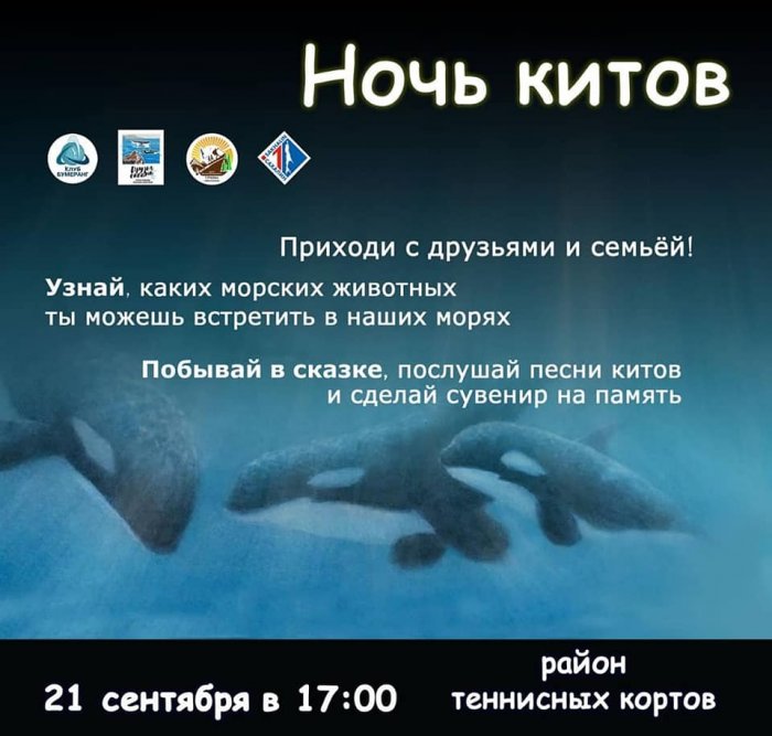 Ночь китов состоится в городском парке Южно-Сахалинска 21 сентября