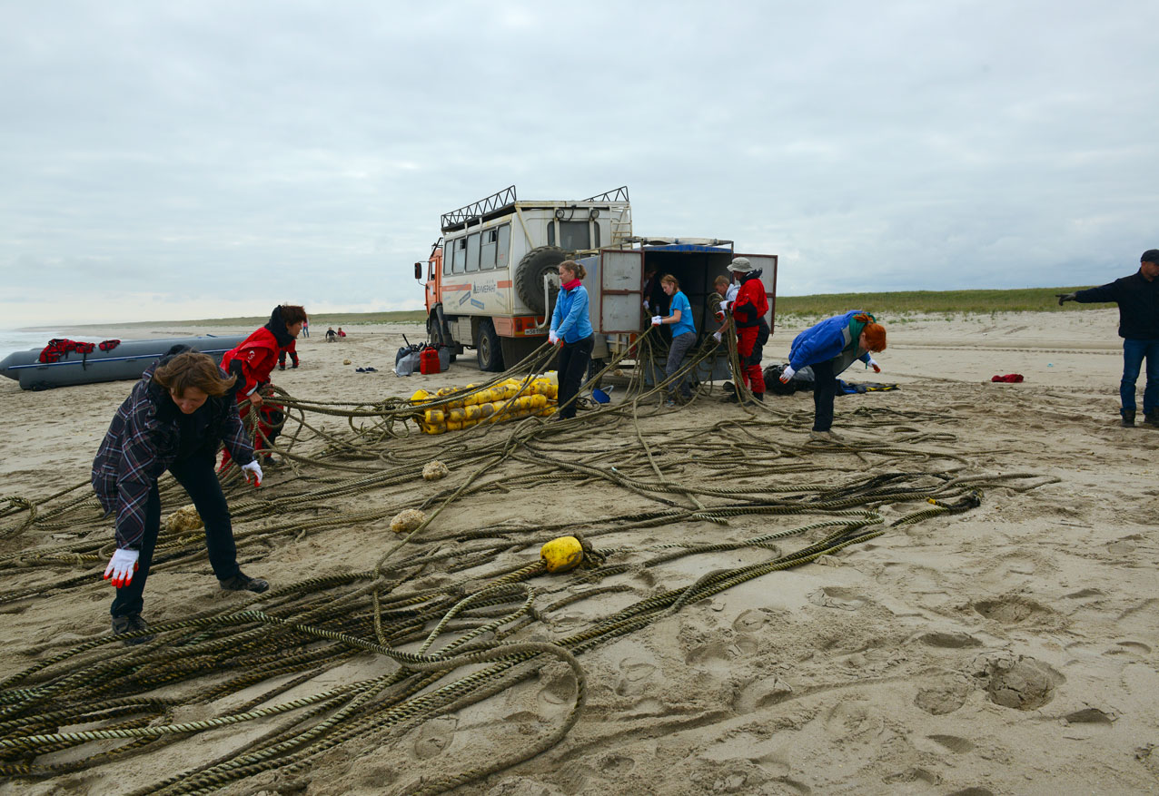 «Друзья океана» обнаружили и убрали остатки ставных неводов в месте кормления серых китов  на севере Сахалина